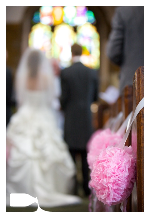 bride and groom in church on wedding day